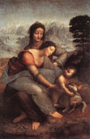 Леонардо да Винчи. Святая Анна с Мадонной и младенцем Христом. 1510